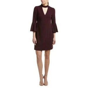 Eliza J NWT Purple V-Neck Choker Collar Bell-Sleeve Mini Dress Size 14